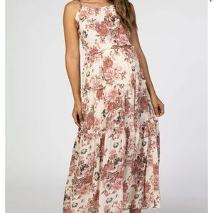 Maxi cream and purple dress